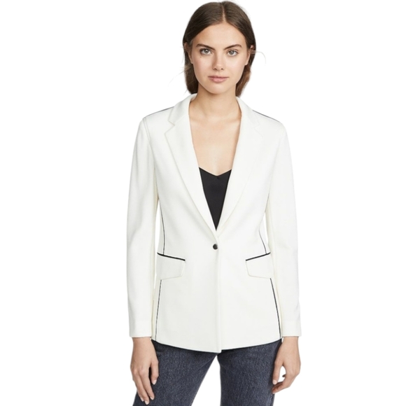 Rag & Bone Sandrine One-Button Blazer W/ Contrast Piping, 4, Ivory, Great Condit - Picture 1 of 12
